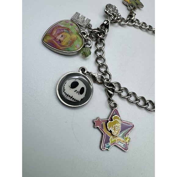 Disney Tinkerbell Charm Bracelet Multiples Charms (10)  Silver Tone Chain Link - Picture 7 of 9